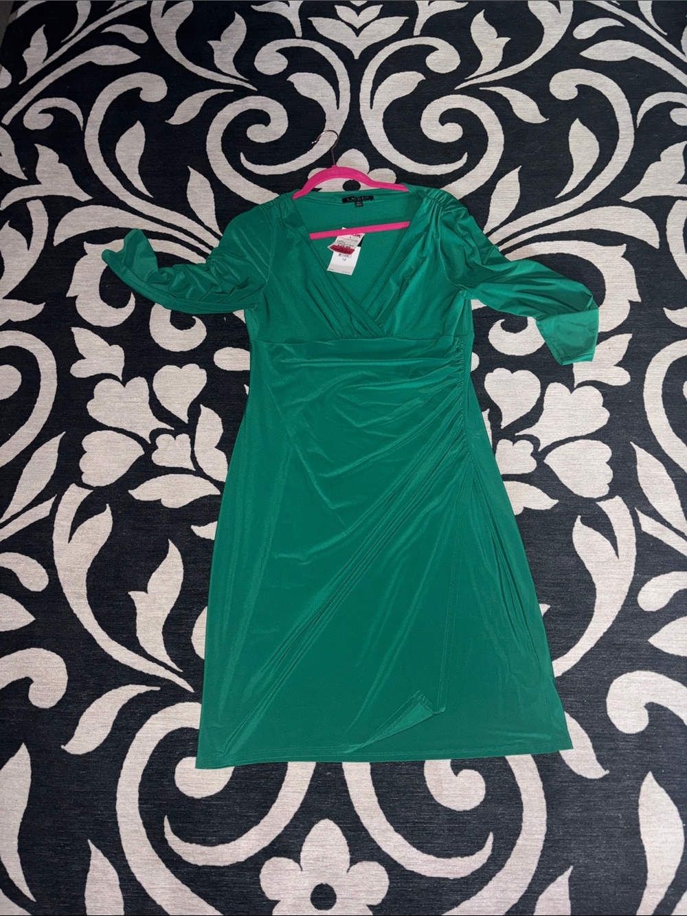 Lauren Ralph Lauren Emerald Wrap-Style Midi Dress